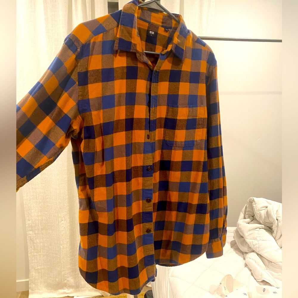 Large men’s Flannel - Orange and blue